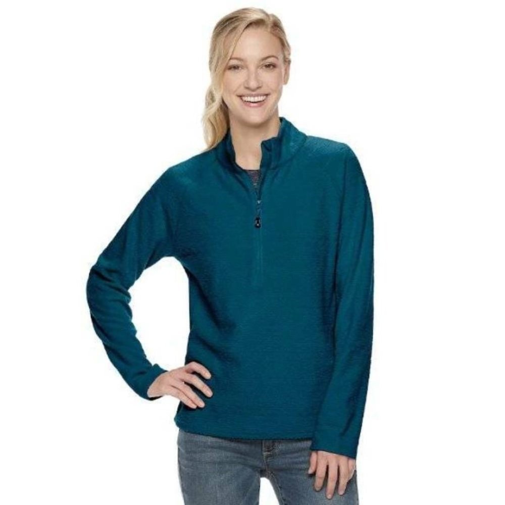ZeroXposur Fleece Shirt Womens XL Teal Blue Long Sleeve 1/4 Zip Neck Pullover